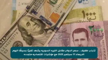 تذبذب طفيف.. سعر الدولار مقابل الليرة السورية يشهد تغيرًا بسيطًا اليوم الأربعاء 17 سبتمبر 2025 مع مؤشرات اقتصادية متجددة